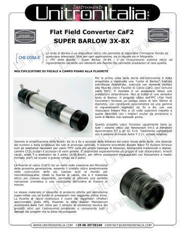 Flat Field Converter CaF2 SUPER BARLOW 3X-8X - Unitron Italia