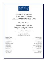 selected topics in pennsylvania legal malpractice law - Margolis ...