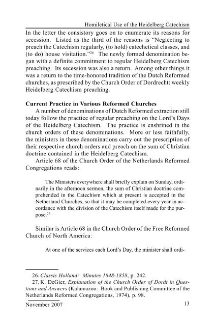 November 2007 - Protestant Reformed Churches in America