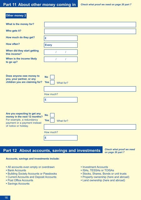 Housing Benefit and Council Tax Benefit claim form