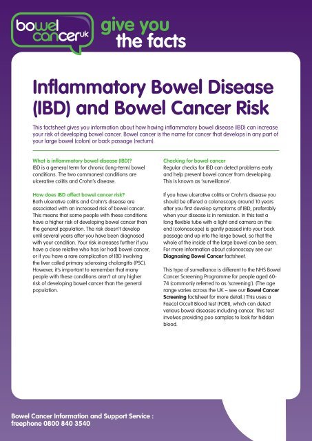 (IBD) and Bowel Cancer Risk - Bowel Cancer UK