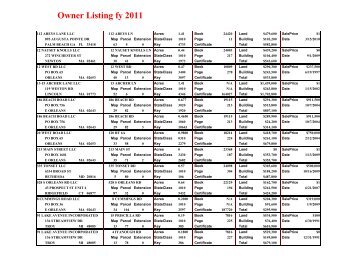 Owner Listing 2011 - Town Of Orleans