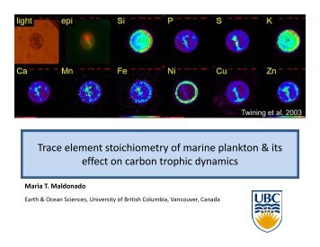 Trace element stoichiometry of marine plankton & its effect ... - IMBER