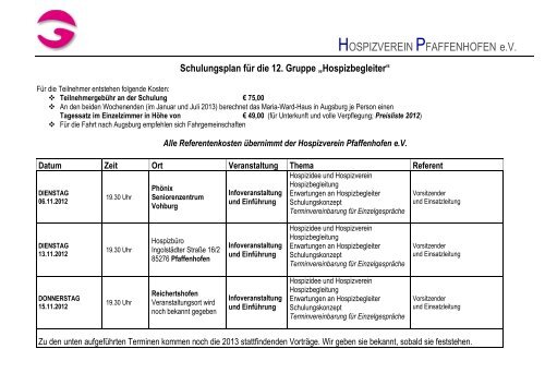 finden Sie den Schulungsplan mit allen Terminen - Hospizverein ...