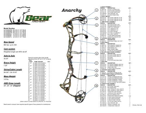 Bow Specifications - Bear Archery
