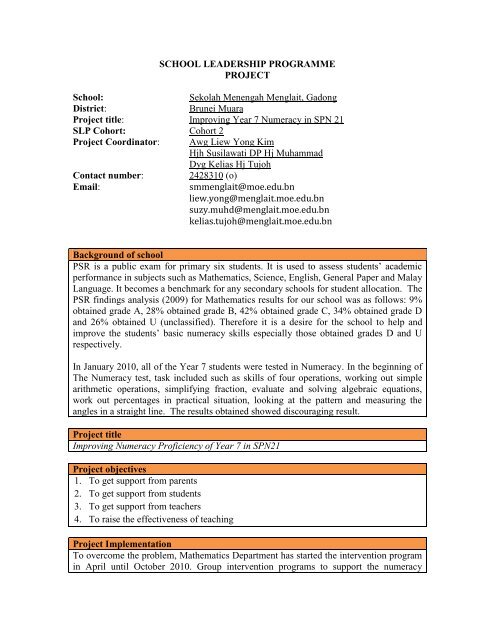 Sekolah Menengah Menglait Gadong District School Leadership