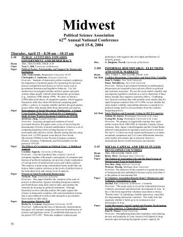 2004 Conference Program - Midwest Political Science Association