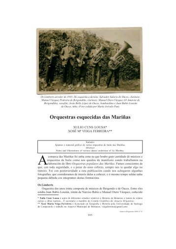 Orquestras esquecidas das MariÃ±as, por XULIO CUNS LOUSA e ...