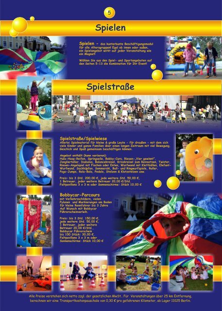 Spielstraße - LÜCKE-Veranstaltungsservice für Kinder