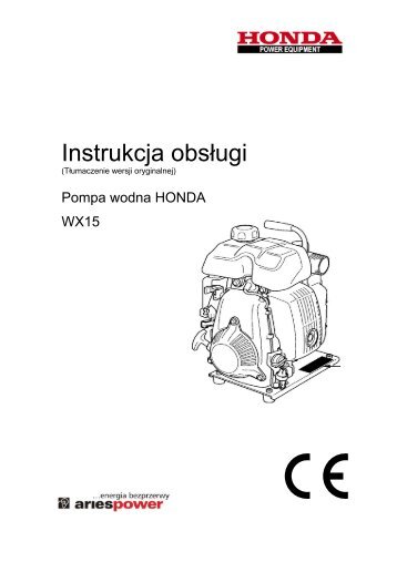 Instrukcja obsÃ…Â‚ugi pompy Honda WX 15 - pdf [1.48 MB] - Wobis