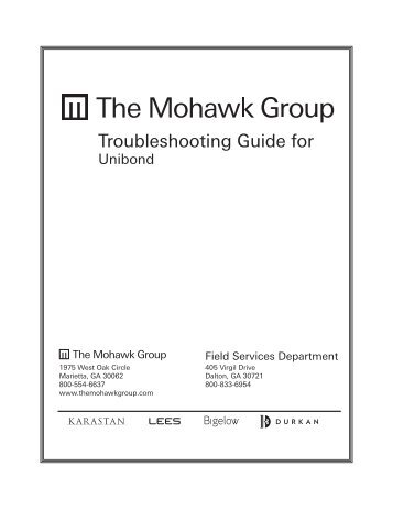 TroubleShooting Unibond - Mohawk Group