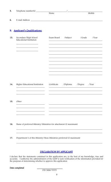 2012 APPLICATION FORM - Antigua and Barbuda