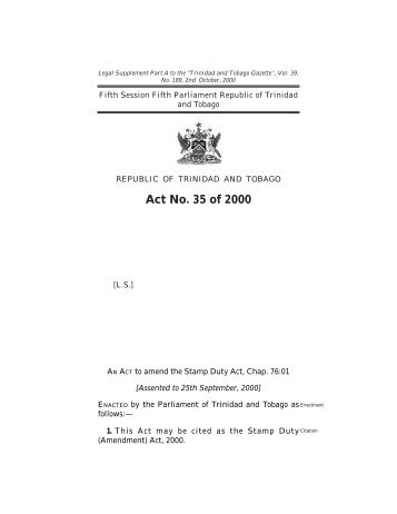 The Stamp Duty (Amendment) Act, 2000 - Parliament