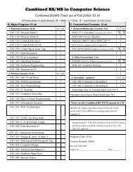 5-Year BS/MS Checksheet - Kutztown University, Computer Science ...