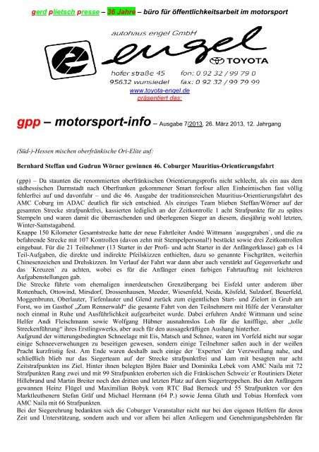 motorsport-info - gerd plietsch presse