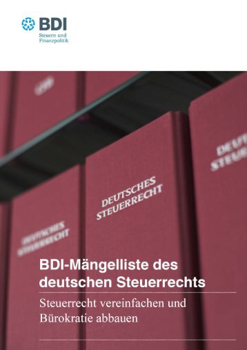 BDI MÃ¤ngelliste des deutschen Steuerrechts