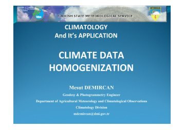 climate data homogenization - RTC, Regional Training Centre - Turkey