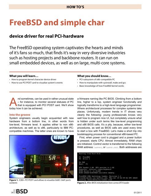 FreeBSD and simple char device driver for real PCI-hardware