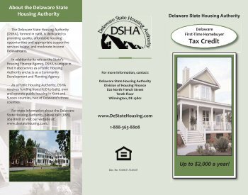 Delaware First-Time Homebuyer Tax Credit Brochure