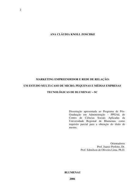 Marketing empreendedor e rede de relaÃ§Ã£o - Departamento de ...