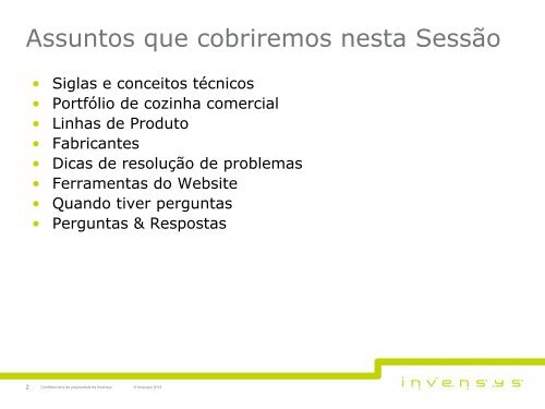 Conhecimentos sobre o produto de cozinha ... - Invensys Controls