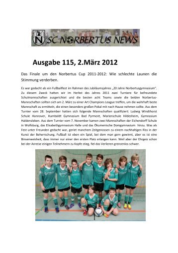 Norbertus Turnier Das Finale 2012 - SC Norbertus Magdeburg eV ...