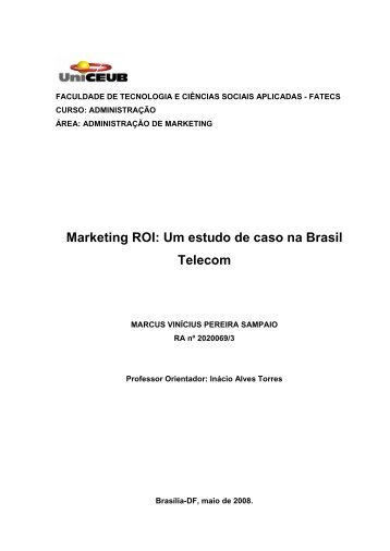 Marketing ROI: Um estudo de caso na Brasil Telecom - Centro ...