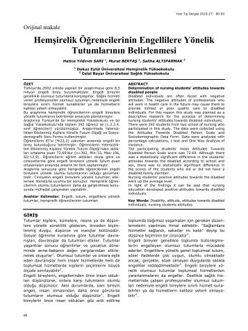 Hemşirelik Öğrencilerinin Engellilere Yönelik ... - Yeni Tıp Dergisi