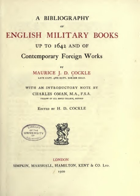 A bibliography of English military books up to 1642 and of ...