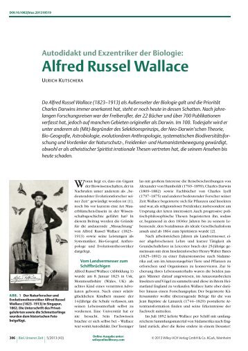 Alfred Russel Wallace (1823-1913): Autodidakt und Exzentriker der ...