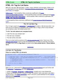 HTML  Tag for List Items - HTML 5 Reference for Web Designers