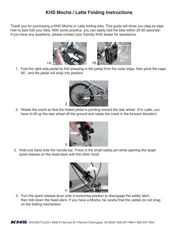 KHS Mocha / Latte Folding Instructions - KHS Bicycles