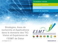 I. PrÃ©sentation de l'ESMT - EuroAfrica-ICT