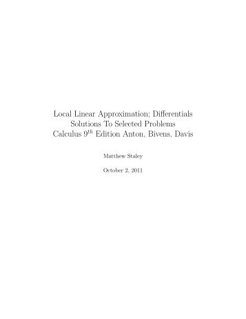 Local Linear Approximation; Differentials Solutions To Selected ...