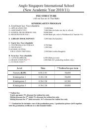 fee structure - Anglo Singapore International School