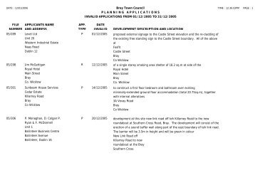 FILE NUMBER Bray Town Council PLANNINGAPPLICATIONS ...