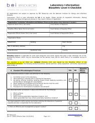 Laboratory Information: Biosafety Level 4 Checklist - BEI Resources