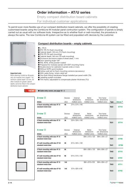 Order information â AT/U series