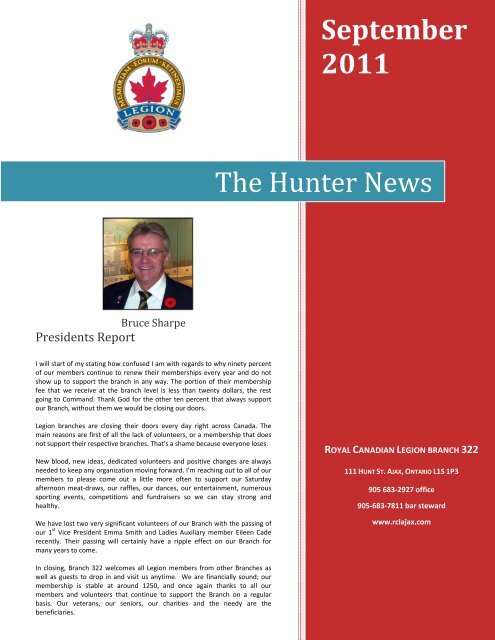 The Hunter News - The Royal Canadian Legion - Branch 322 - Ajax