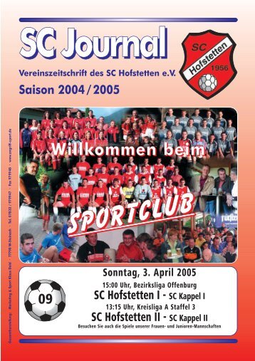 Sportheft des SC Hofstetten - +++ Sport Club Kappel am Rhein +++