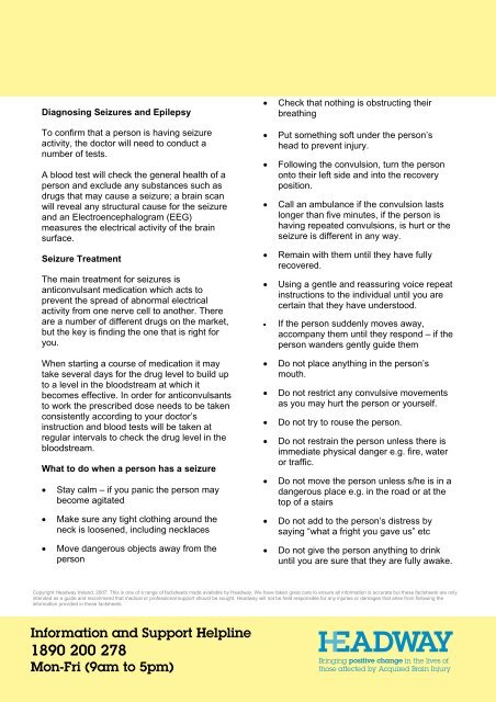 Seizures following an Acquired Brain Injury - Headway