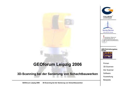 GEOforum Leipzig 2006 3D-Scanning bei der ... - GEO LEIPZIG eV