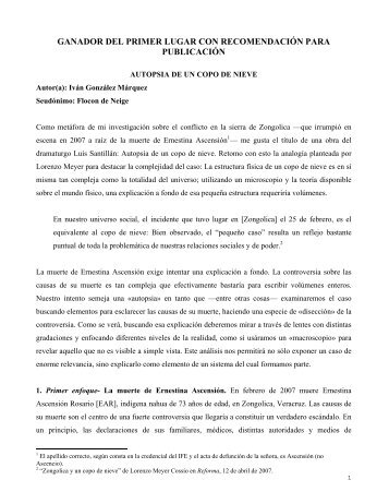 Autopsia de un copo de nieve - Facultad de FilosofÃ­a y Letras