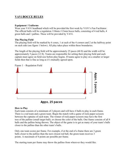 VAVi BOCCE RULES