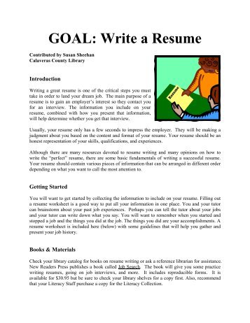 GOAL: Write a Resume