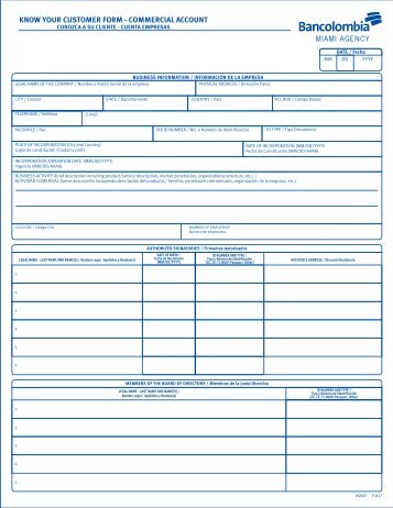KNOW YOUR CUSTOMER FORM - COMMERCIAL ACCOUNT