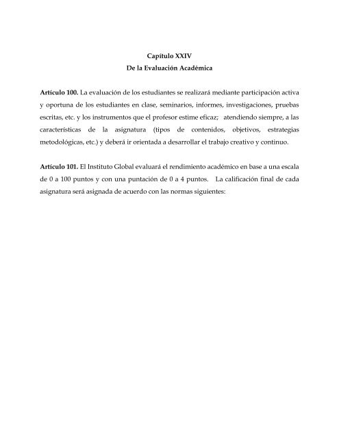 reglamento académico de postgrado del instituto global de alto ...