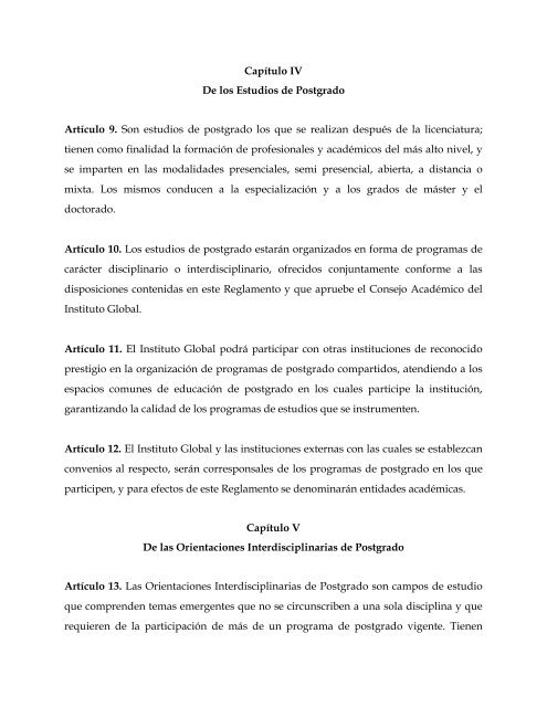 reglamento académico de postgrado del instituto global de alto ...