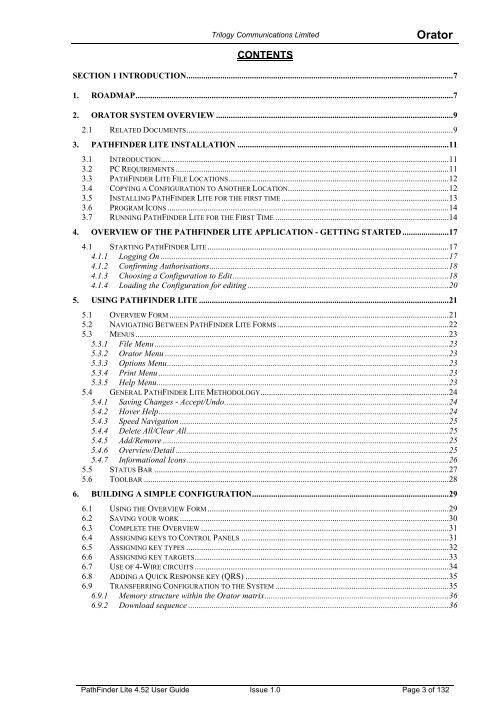 PathFinder Lite Software Configuration Guide - Trilogy ...