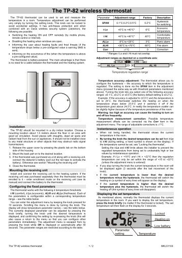 The TP-82 wireless thermostat - Jablotron